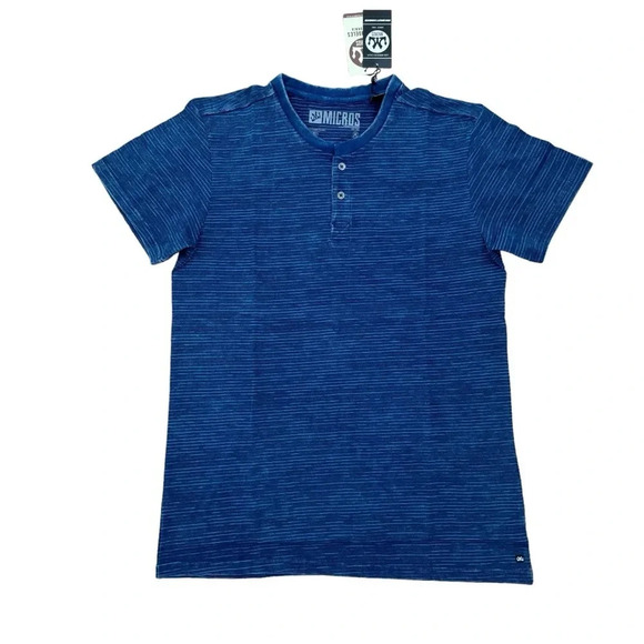 Micros Goodboy striped Indigo T-shirt Top Tee Blue Short Sleeve Crew Neck S NWT - Picture 1 of 6